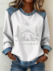 Women’s Christmas Pattern Patchwork Art Sweatshirt White / S