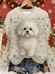 Women’s Cute Dog Art Flannel Hoodie Beige / S