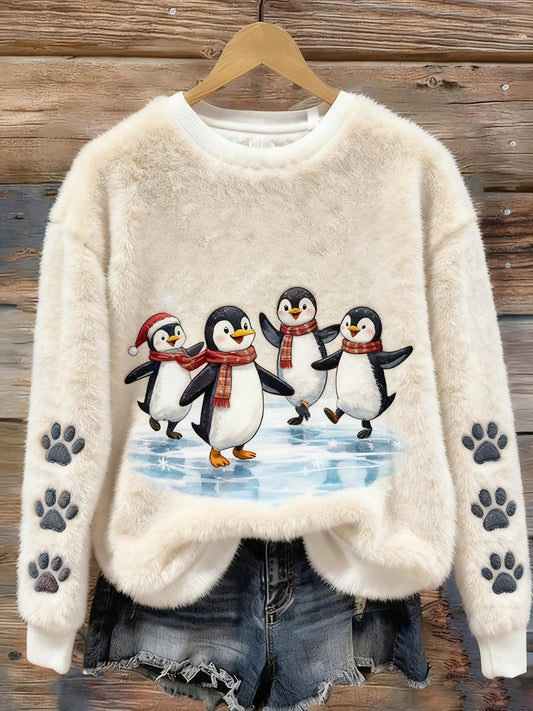 Women’s Retro Animal Christmas Art Print Casual Flannel Top A / S