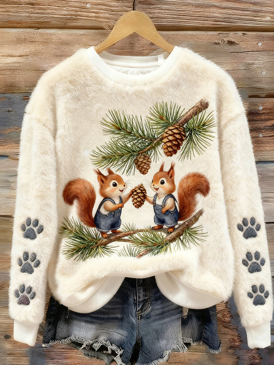 Women’s Retro Animal Art Print Casual Flannel Top A / S