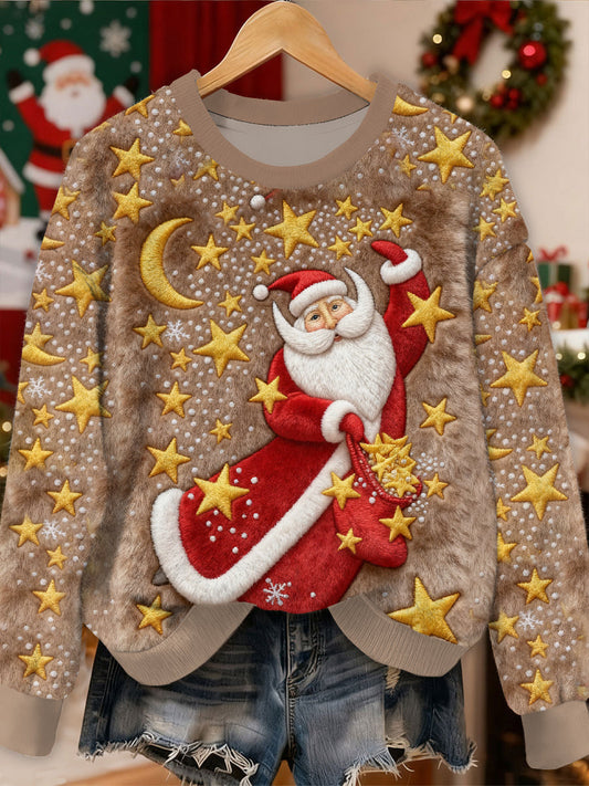 Gorgeous Santa Claus Printed Casual Long Sleeved Sweatshirt As picture / S