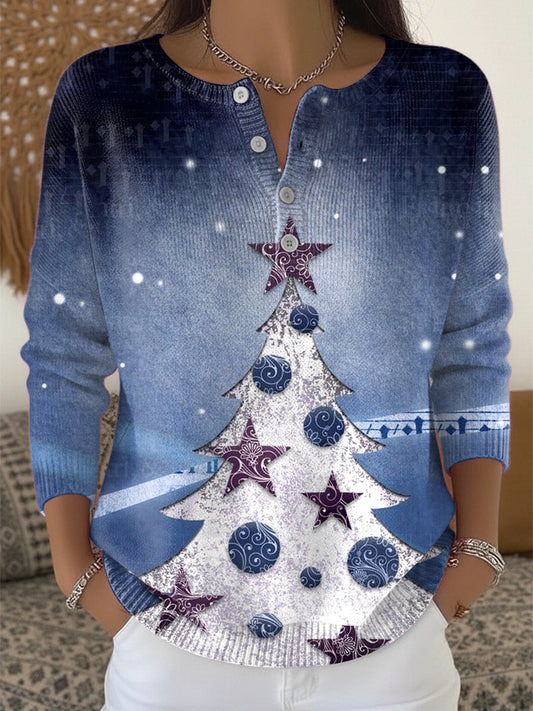 Women’s Blue Christmas Tree Gradient Sweater Blue / S