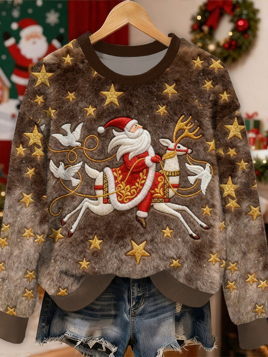 Gorgeous Santa Claus Printed Casual Long Sleeved Sweatshirt As picture / S