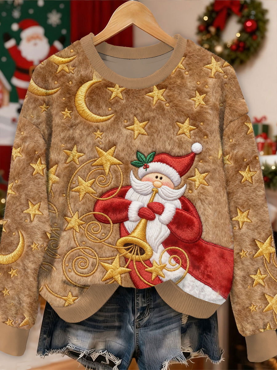 Gorgeous Santa Claus Printed Casual Long Sleeved Sweatshirt As picture / S