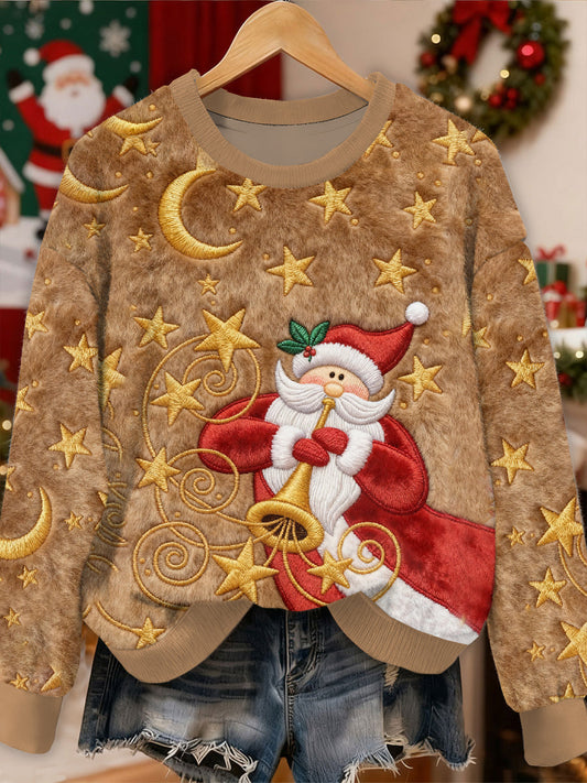 Gorgeous Santa Claus Printed Casual Long Sleeved Sweatshirt As picture / S