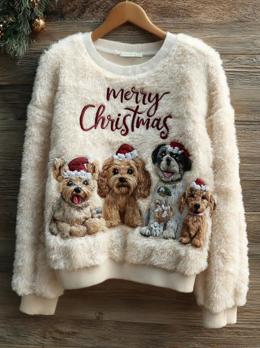 Women’s Retro Animal Christmas Art Print Casual Comfort Flannel Top A / S