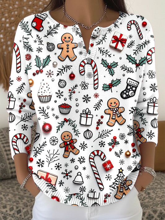 Women’s Christmas Design White Casual Sweater White / S