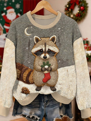 Gorgeous Christmas Animal Printed Casual Long Sleeve Sweatshirt As picture / S