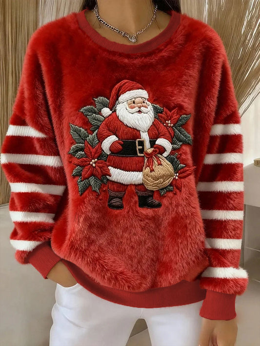 Women’s Santa Claus Print Casual Top Red / S