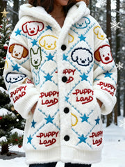 Women’s Retro Animal Art Print Comfortable Flannel Cardigan A / S