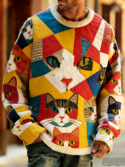 Men’s Retro Abstract Animal Art Print Comfortable Knit Top A / S