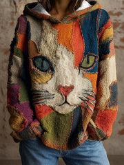 Women’s Cat Geometric Art Print Hoodies As picture / S