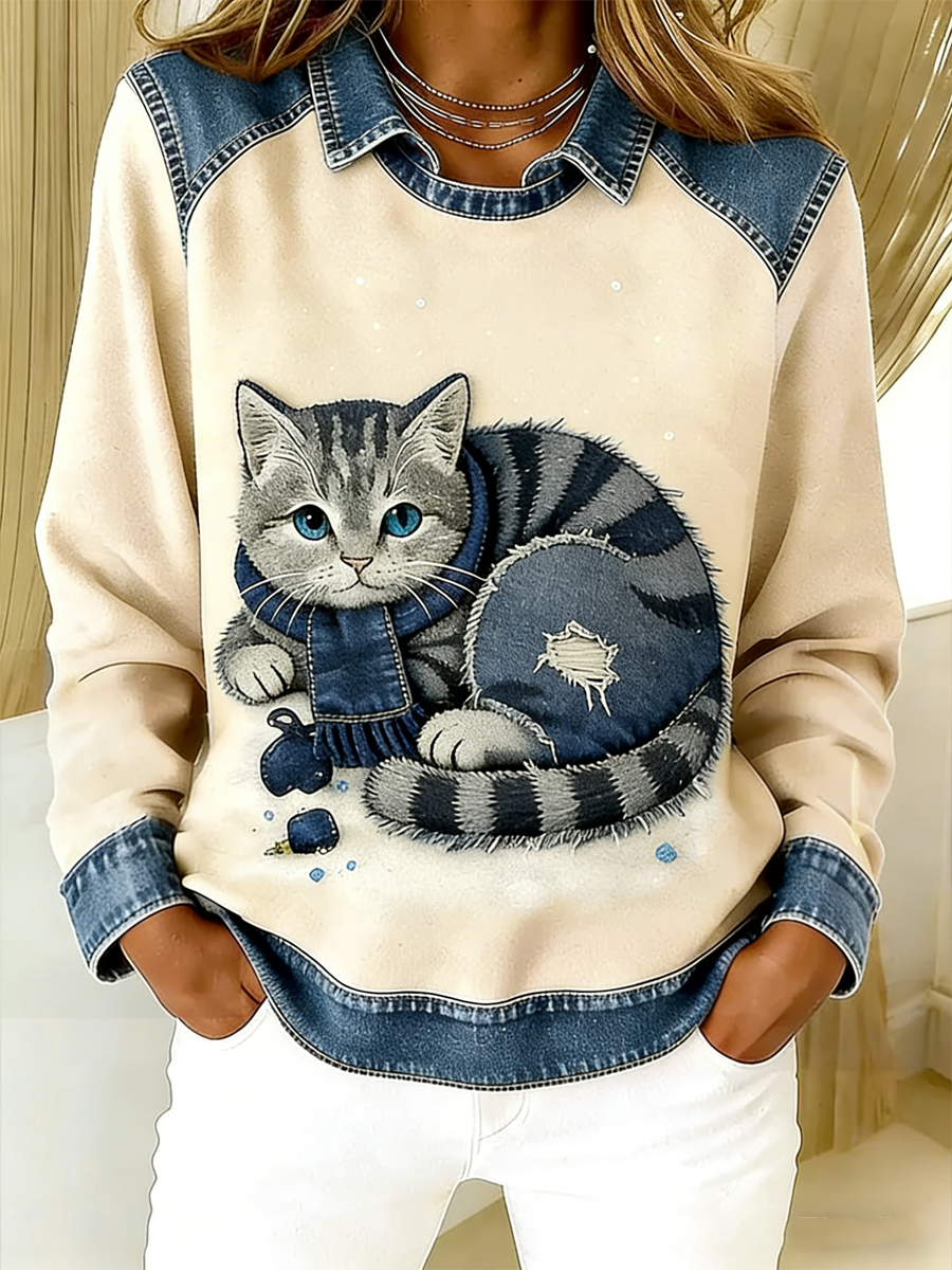 Women’s Retro Animal Art Print Comfortable Regular Sweatshirt As picture / S