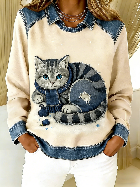 Women’s Retro Animal Art Print Comfortable Regular Sweatshirt As picture / S