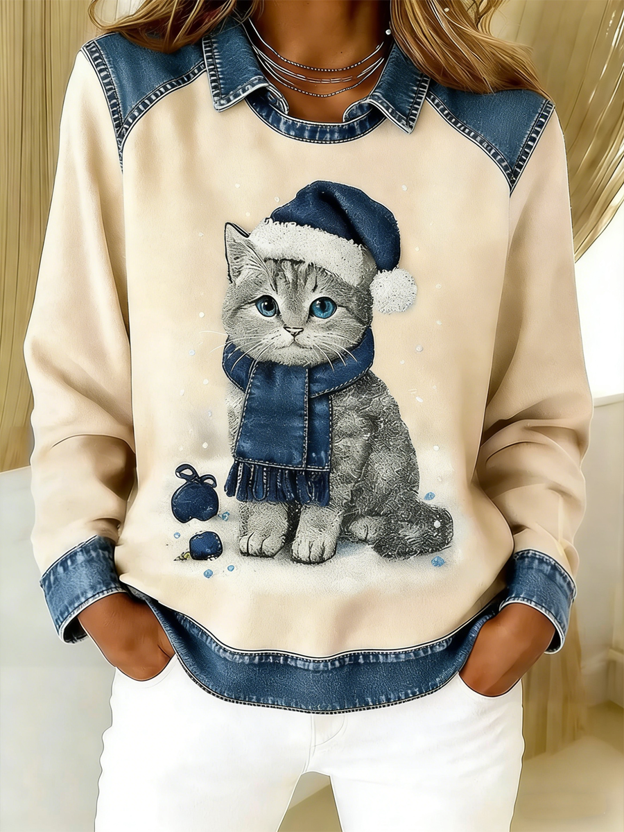 Women’s Retro Animal Art Print Comfortable Sweatshirt As picture / S