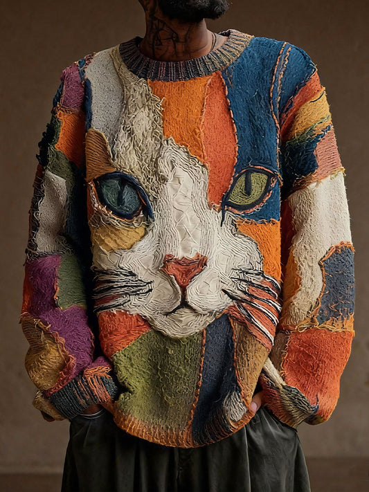Men’s Cat Art Vintage Tops As picture / S