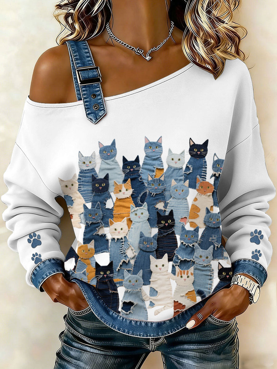Women’s Denim Kitten Top White / S