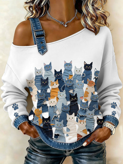 Women’s Denim Kitten Top White / S