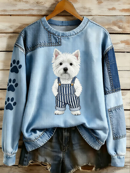 Women’s Animal Lovers Dog Print Sweatshirt As picture / S