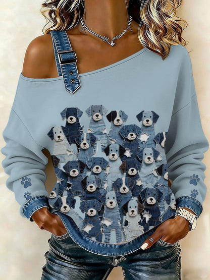 Women’s Denim Puppy Top Light Blue / S