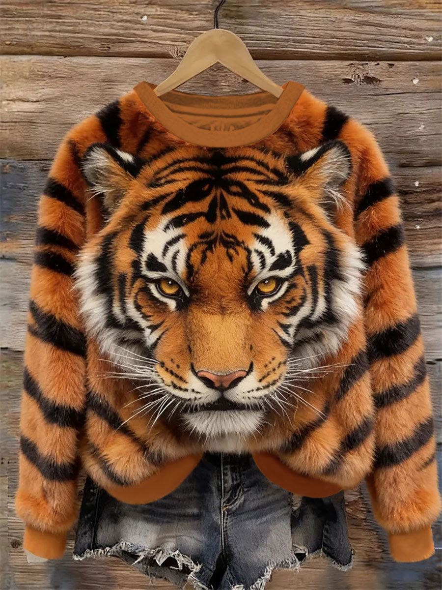 Women’s Tiger Art Print Casual Sweatshirt As picture / S