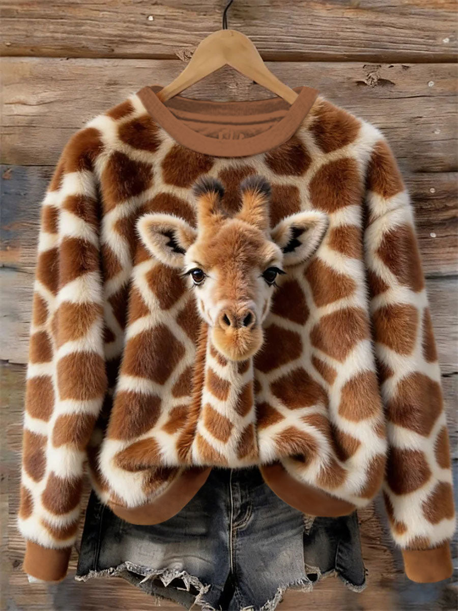 Women’s Giraffe Art Print Casual Sweatshirt As picture / S
