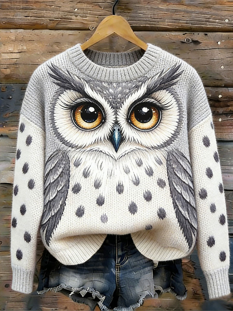 Women’s Owl Art Print Casual Top As picture / S