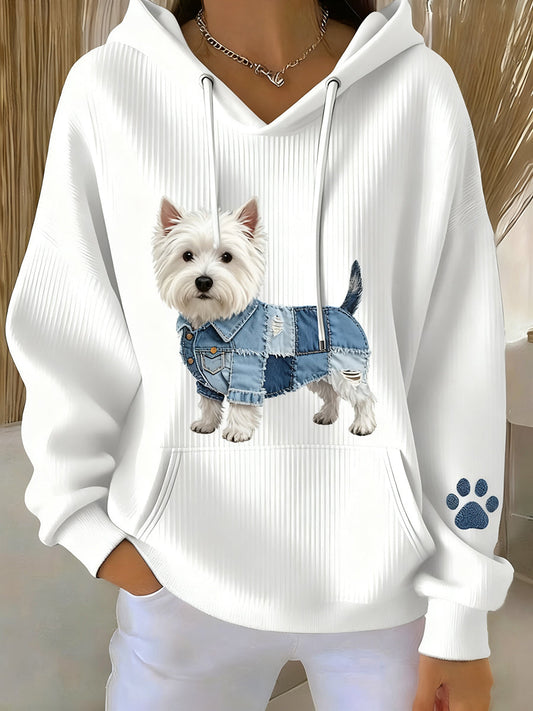Women’s Retro Animal Art Print Casual Hooded Sweatshirt A / S