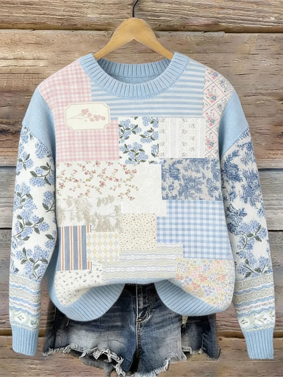 Women’s Floral Print Casual Sweatshirt Blue / S