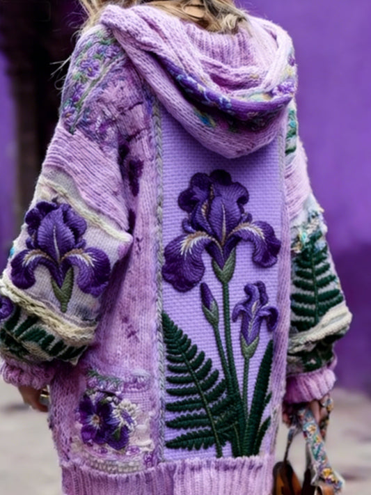Women’s Alzheimer’s Disease Prevention and Control Campaign: Floral Button-Up Hooded Sweater Purple / S