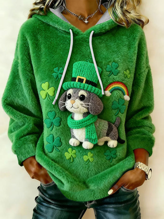 Women’s St. Patrick’s Day Print Casual Flannel Sweater As picture / S