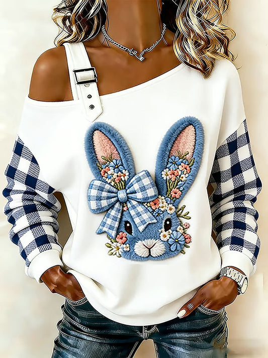 Women’s Rabbit Floral Print Casual Top White / S