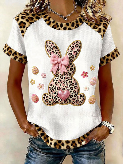 Women’s Rabbit Print Casual T-Shirt White / S