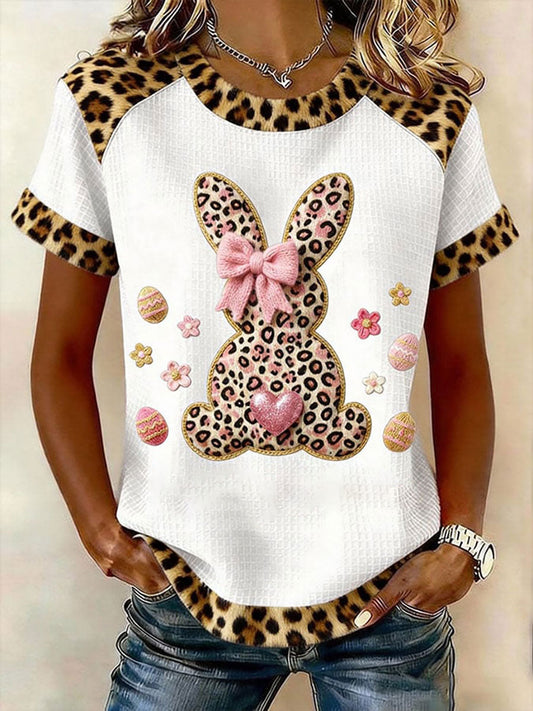 Women’s Rabbit Print Casual T-Shirt White / S