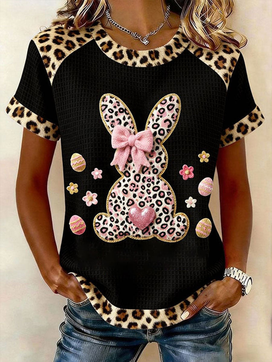 Women’s Rabbit Print Casual T-Shirt Black / S