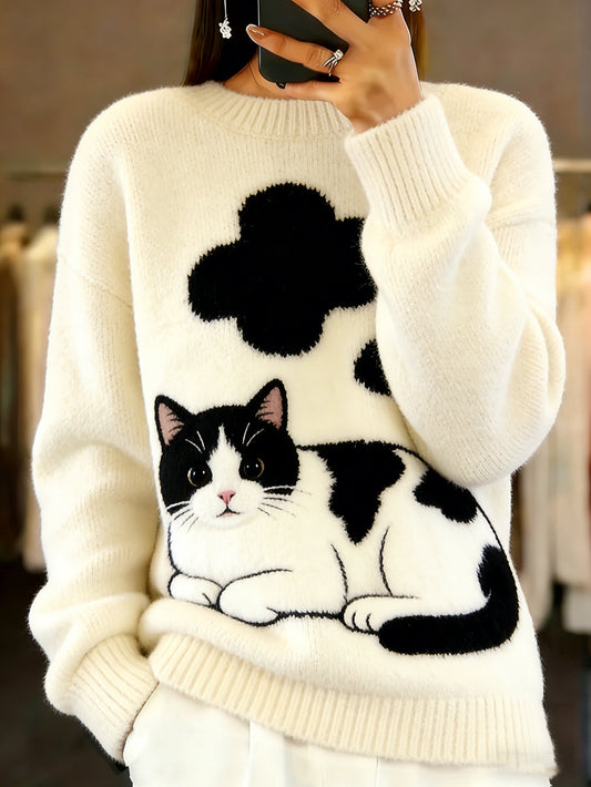 Women’s Vintage Animal Print Comfort Casual Sweater A / S