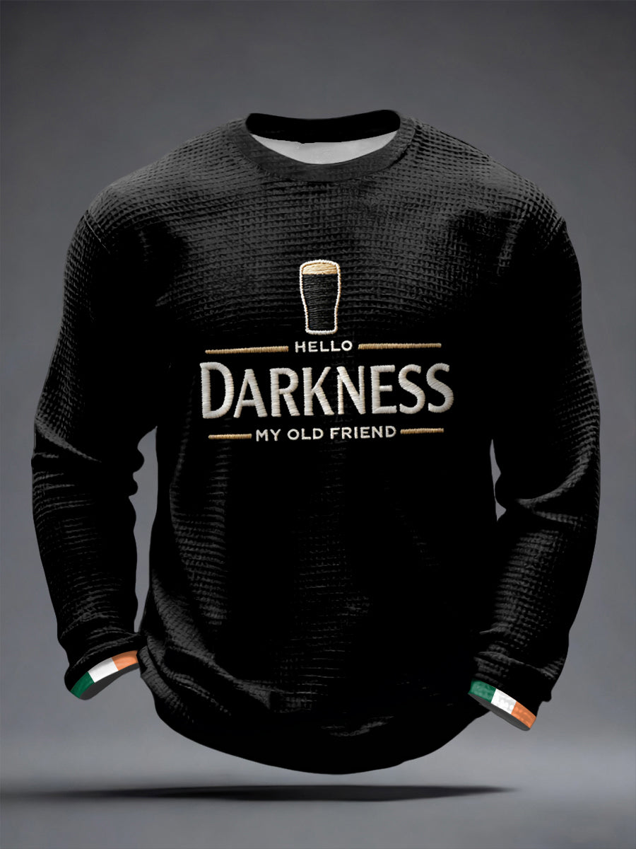 Men’s Hello Darkness My Old Friend Waffle Long Sleeve T-Shirt Black / S