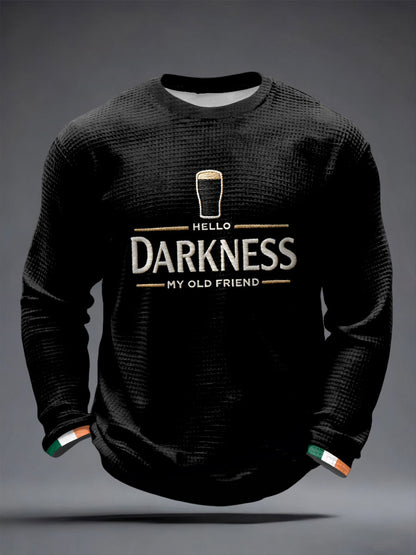 Men’s Hello Darkness My Old Friend Waffle Long Sleeve T-Shirt Black / S