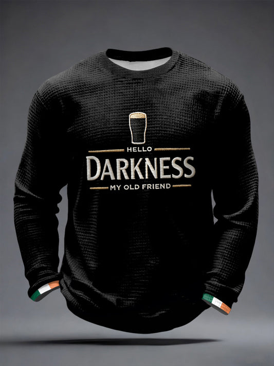 Men’s Hello Darkness My Old Friend Waffle Long Sleeve T-Shirt Black / S