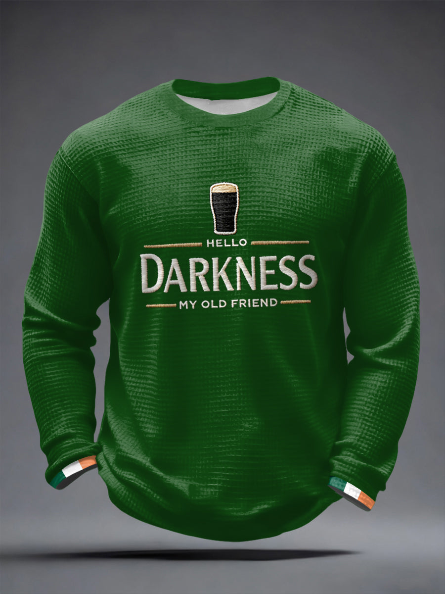 Men’s Hello Darkness My Old Friend Waffle Long Sleeve T-Shirt Green / S