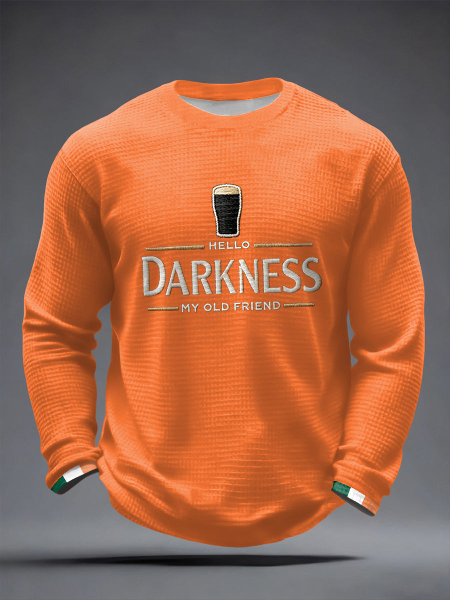 Men’s Hello Darkness My Old Friend Waffle Long Sleeve T-Shirt Orange / S