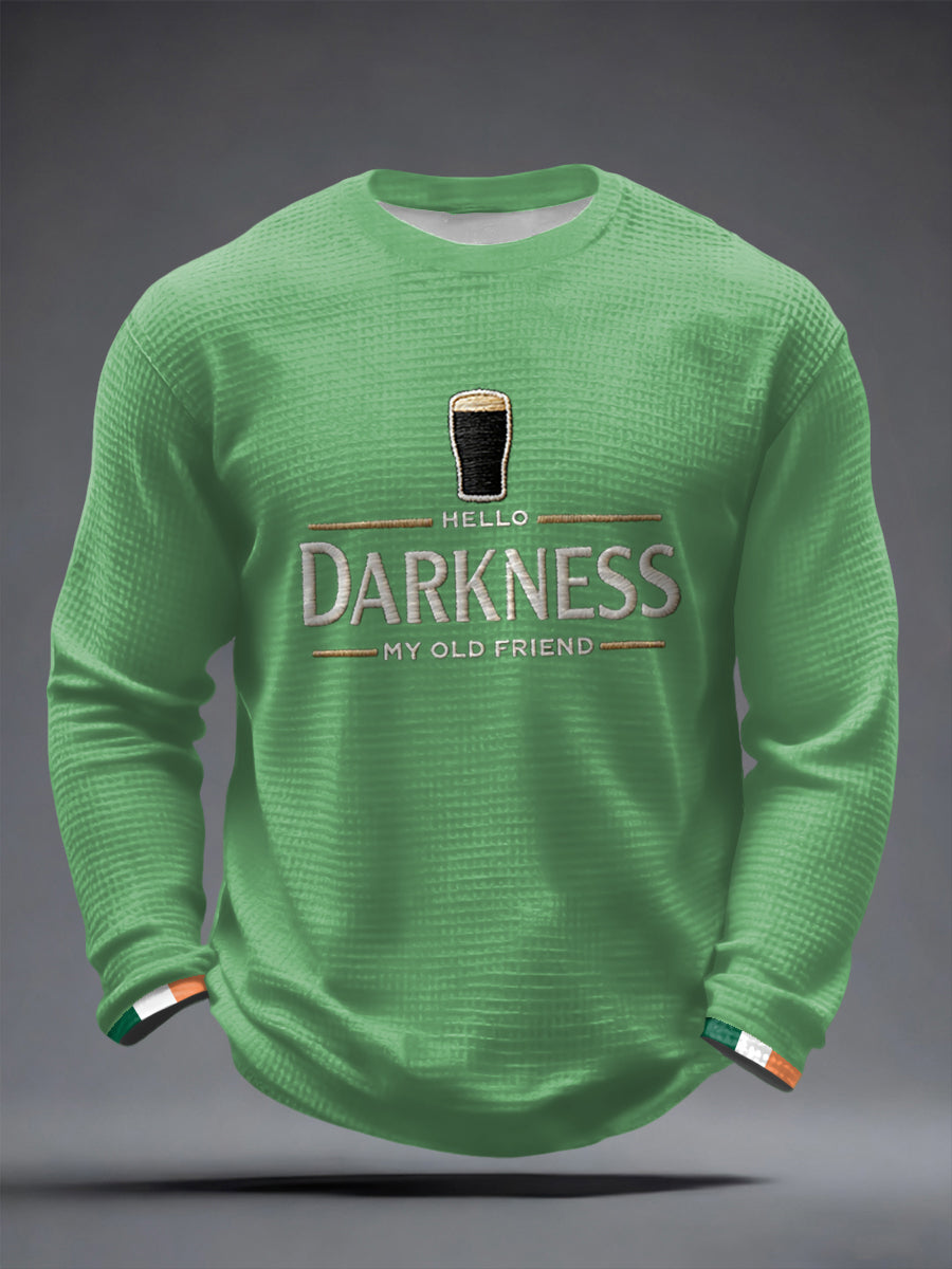 Men’s Hello Darkness My Old Friend Waffle Long Sleeve T-Shirt Light Green / S