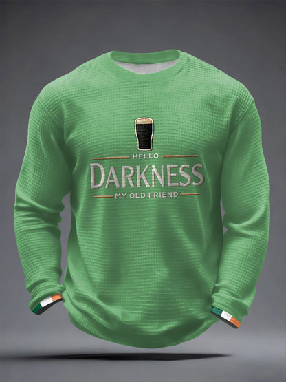 Men’s Hello Darkness My Old Friend Waffle Long Sleeve T-Shirt Light Green / S