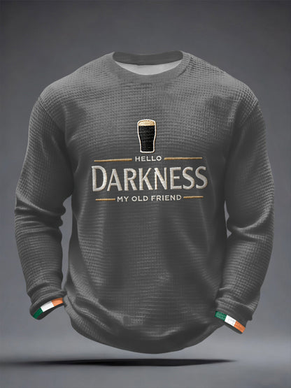 Men’s Hello Darkness My Old Friend Waffle Long Sleeve T-Shirt Gray / S