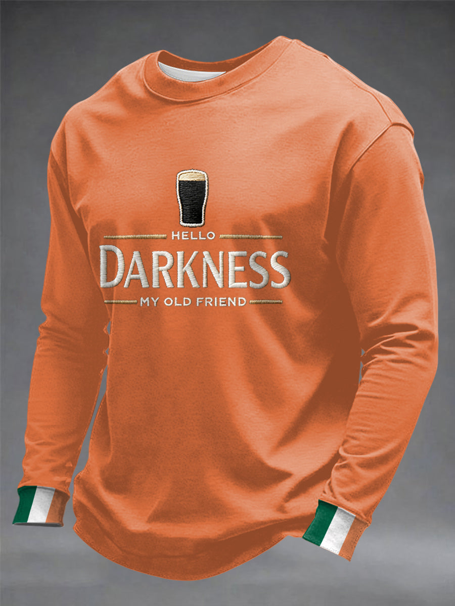 Men’s Hello Darkness My Old Friend Crew Neck Sweatshirt Orange / S