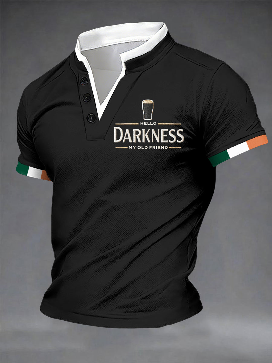 Men’s Hello Darkness My Old Friend Double Layer Collar T-Shirt Black / S