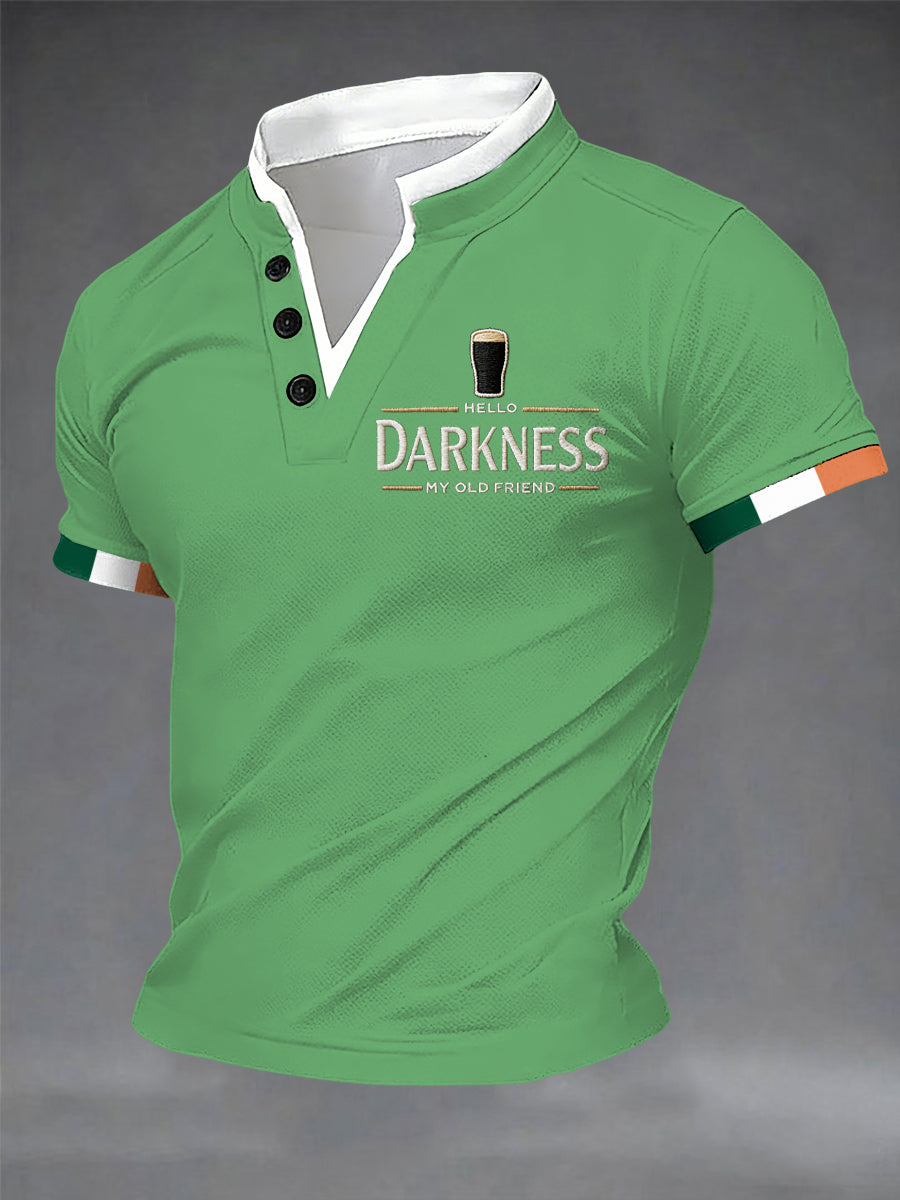 Men’s Hello Darkness My Old Friend Double Layer Collar T-Shirt Green / S