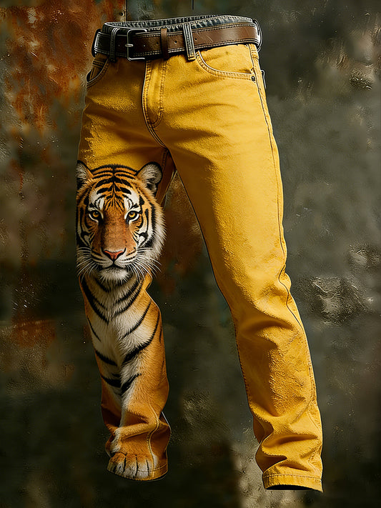 Men's Vintage Animal Print Art Business Casual Work Pants