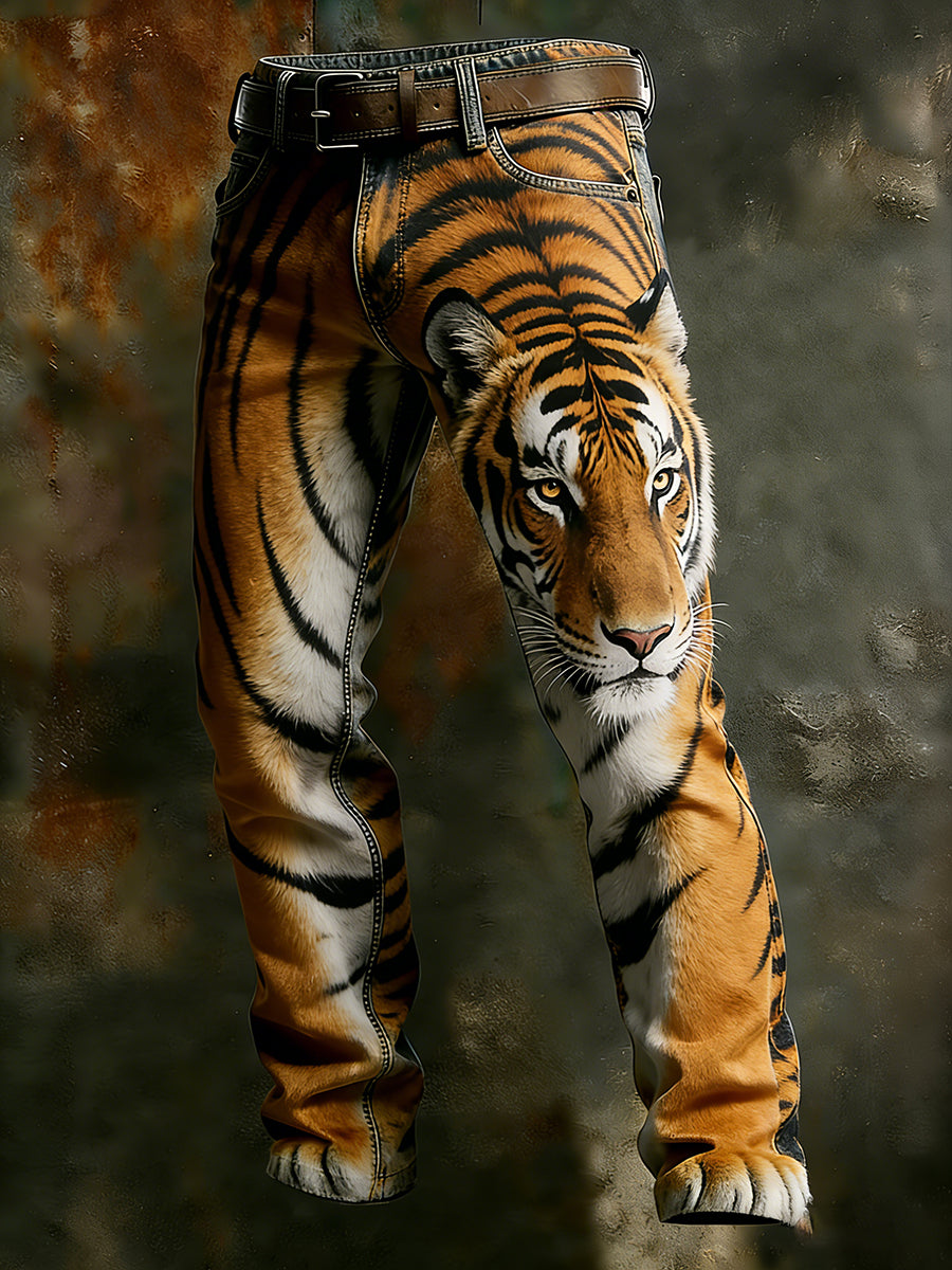 Men's Vintage Animal Print Art Business Casual Work Pants