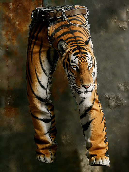 Men's Vintage Animal Print Art Business Casual Work Pants